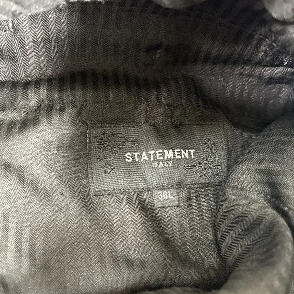 Statement Italy Super 150's Men's 2 PC Striped Pattern Gray Suit Size 42L x 36L
